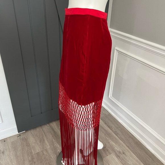 Vintage Red Velvet Skirt - Picture 5 of 11